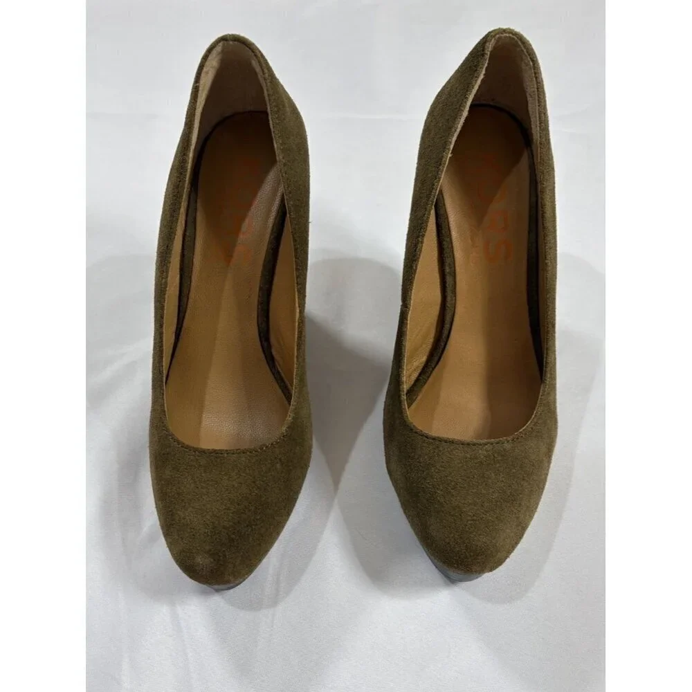 Michael Kors Womens Green Suede Leather Wedge Heels Size 6
